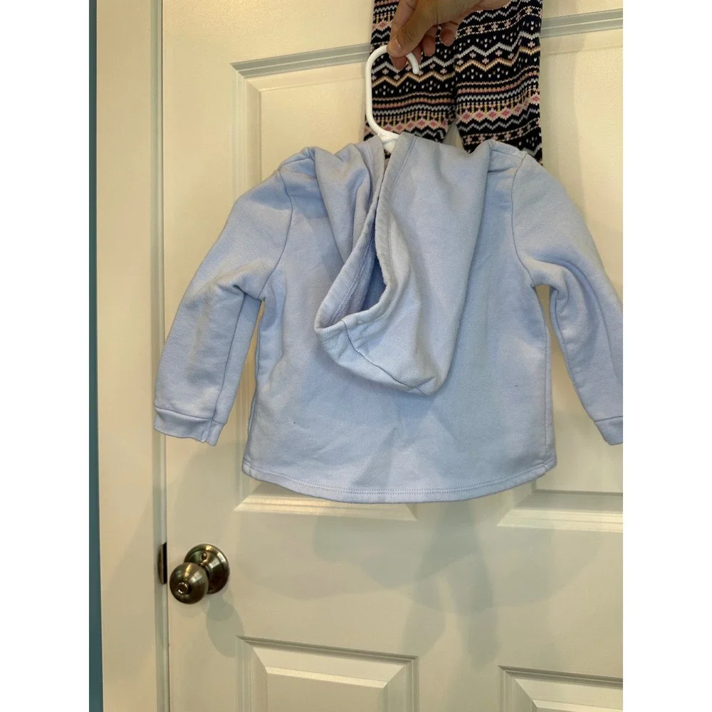 Baby Girl Carter's Blue Heart Hoodie Tie‎ Front Leggings Set Size 18 Months